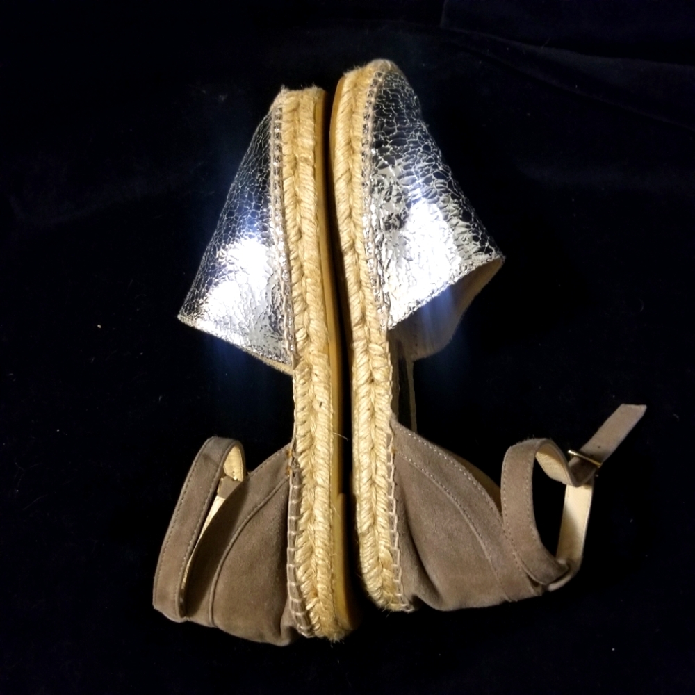 Equitare Silver Metallic & Suede Leather Espadrilles. Sz. EU 38. - Picture 4 of 8